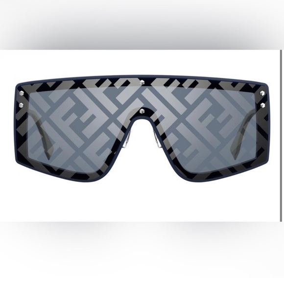 FENDI Logo Sunglasses - Authentic - Unisex - Navy Blue - Picture 8 of 17